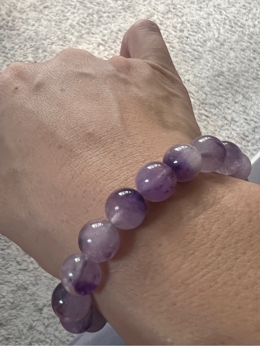 Purple Amethyst Beaded Stretch Bracelet - Women Jewelry